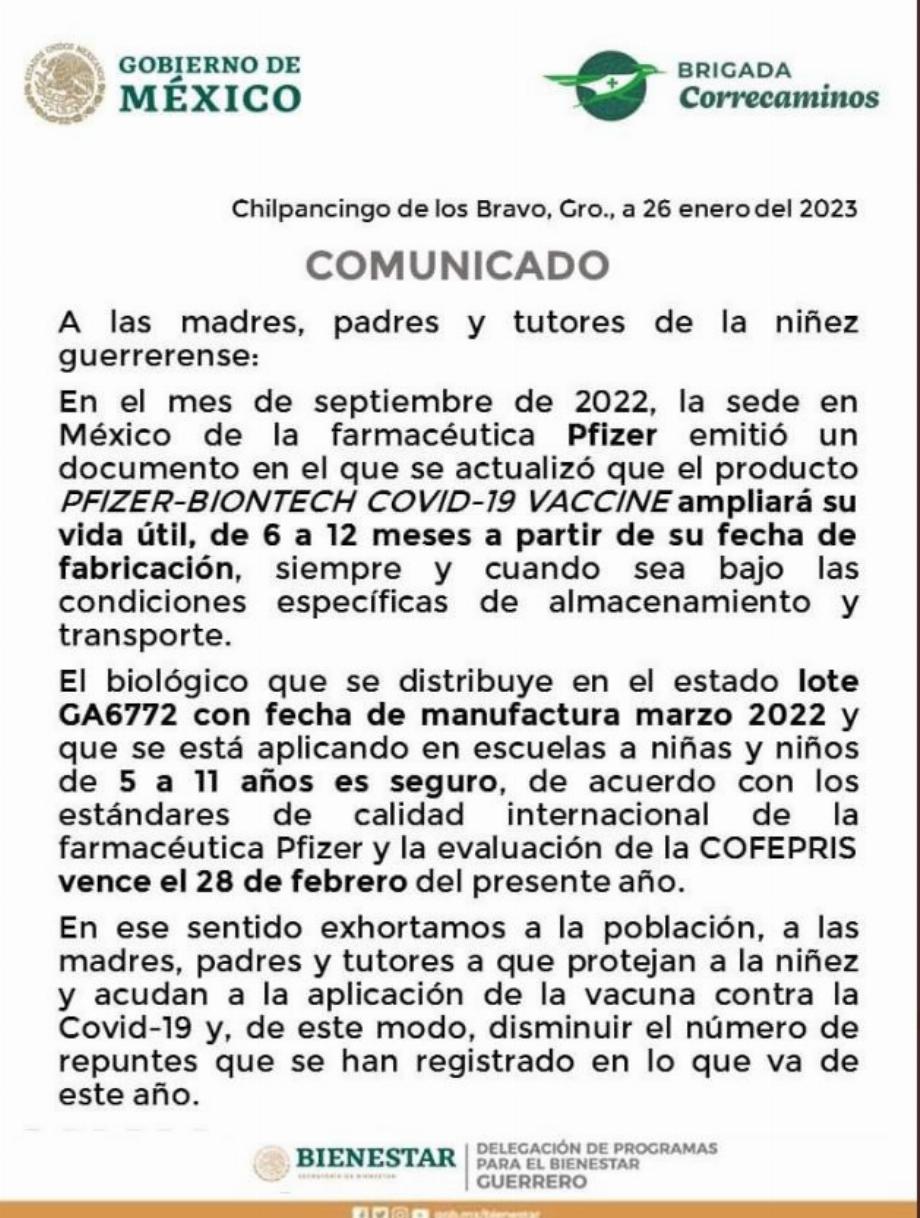 Le secrétaire à la Santé de Guerrero a approuvé l'utilisation de vaccins périmés (Photo : Twitter/@@SSaludGro)