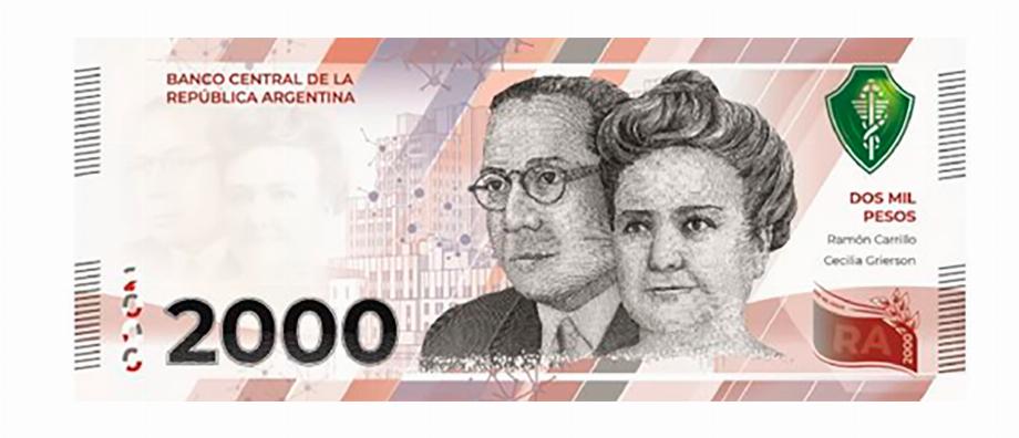 Le lancement d'un nouveau billet de 2 000 $ qui entrera en circulation dans les prochains mois, a les visages de Cecilia Grierson et Ramón Carrillo