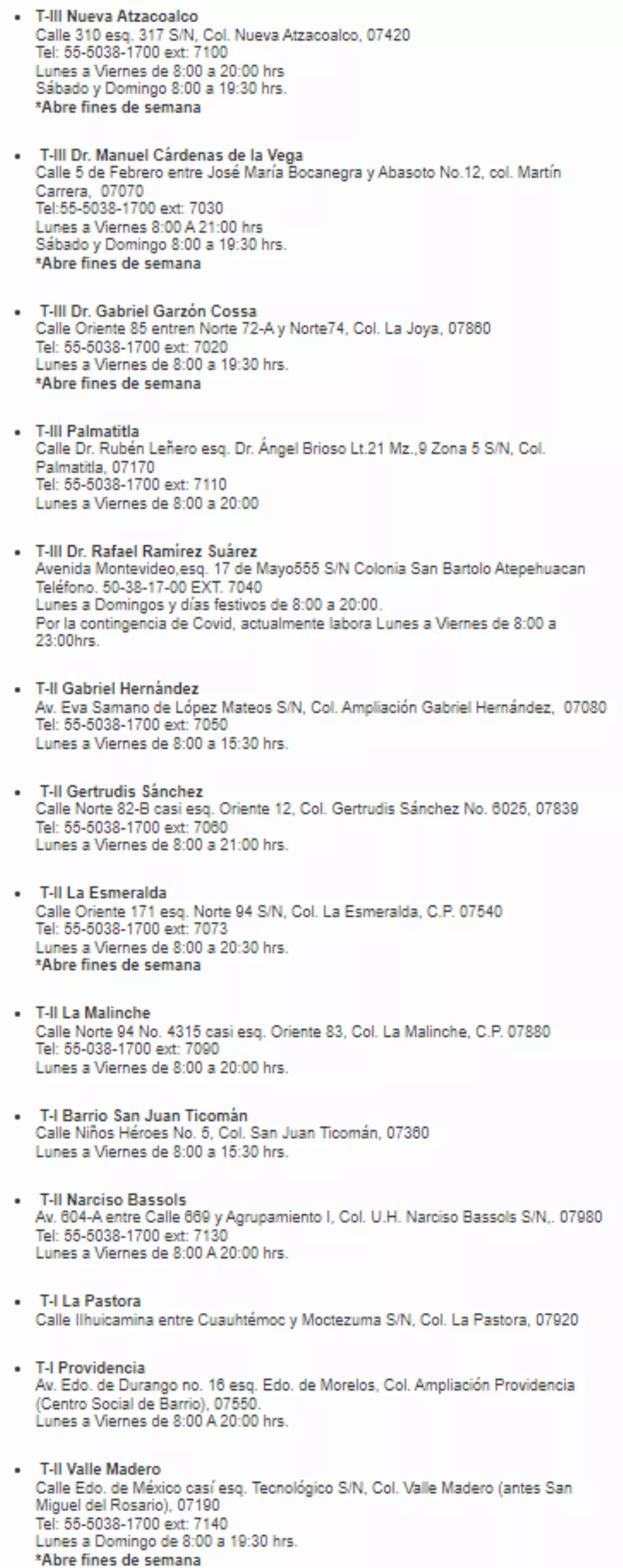 Cliniques où le renforcement contre le COVID-19 et la grippe peut être appliqué à Gustavo A. Madero (Capture d'écran)