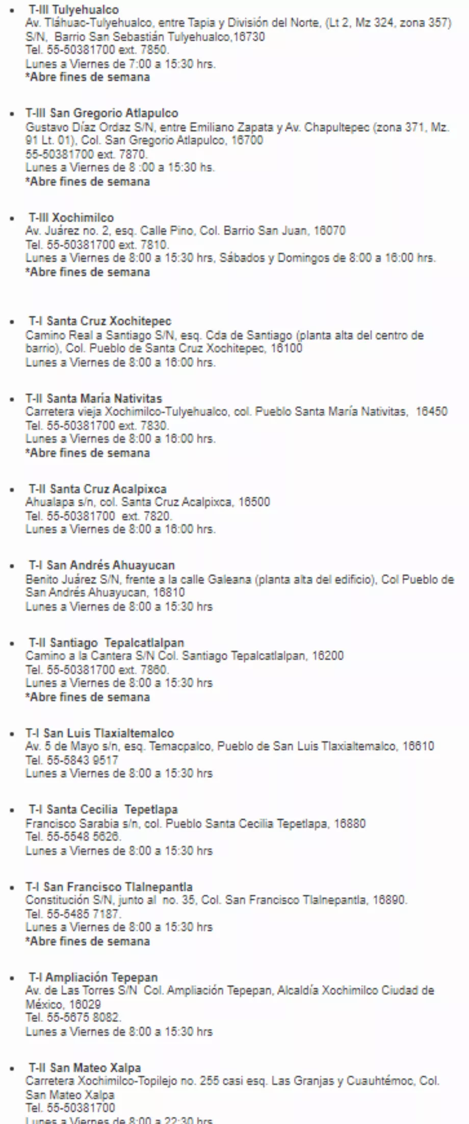 Cliniques où le renforcement contre le COVID-19 et la grippe peut être appliqué à Xochimilco (Capture d'écran)